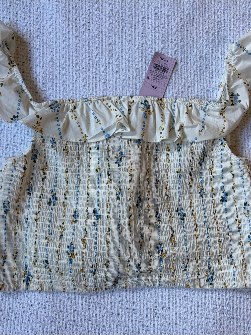 NWT Wild Fable Cream Floral Ruched Crop Top Size Women’s XXL